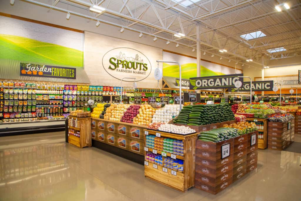 Produce Department with Sprouts sign in the back