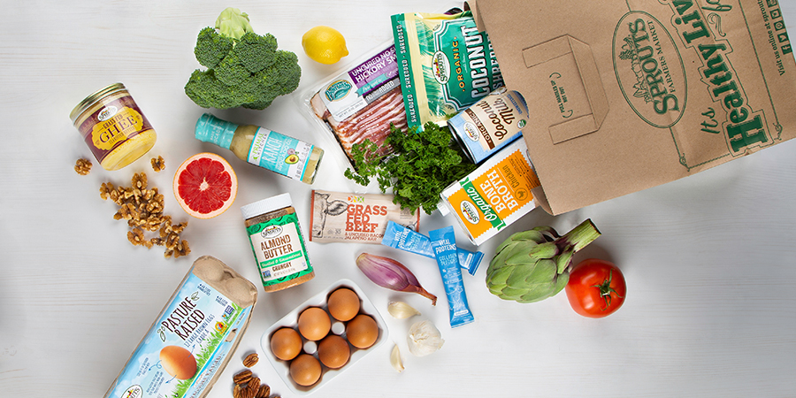 Grocery Bag with produce and food products
